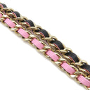 シャネル CHANEL マトラッセ トップハンドル ミニ ブラック×ピンク レザー ショルダーバッグ ゴールド金具 チェーン