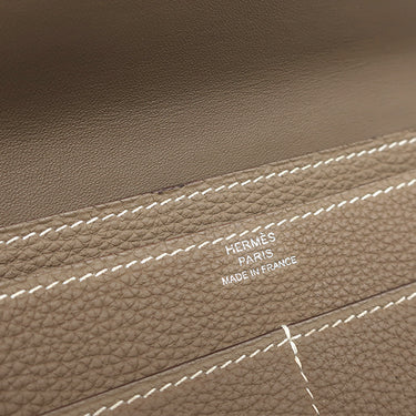 エルメス HERMES ドゴンデュオ ドゴンGM エトゥープ トゴ 長財布 シルバー金具 グレージュ