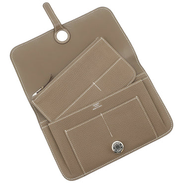エルメス HERMES ドゴンデュオ ドゴンGM エトゥープ トゴ 長財布 シルバー金具 グレージュ