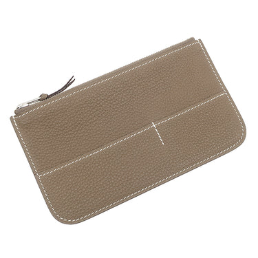 エルメス HERMES ドゴンデュオ ドゴンGM エトゥープ トゴ 長財布 シルバー金具 グレージュ