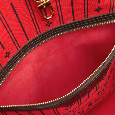 ルイヴィトン LOUIS VUITTON ネヴァーフル MM N51105 スリーズ ダミエキャンバス トートバッグ ゴールド金具 茶 赤 ショルダー トート 旧型