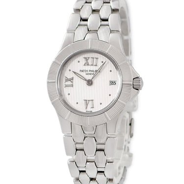 腕時計 パテックフィリップ PATEK PHILIPPE ネプチューン 4880/1A-011 クオーツ レディース メーカーOH済 ホワイト デイト ローマン ドット