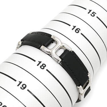 エルメス HERMES プラス ボーヴォ ブラック×シルバー レザー メタル ブレスレット レザーブレスレット Place Beauvau