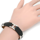 エルメス HERMES プラス ボーヴォ ブラック×シルバー レザー メタル ブレスレット レザーブレスレット Place Beauvau