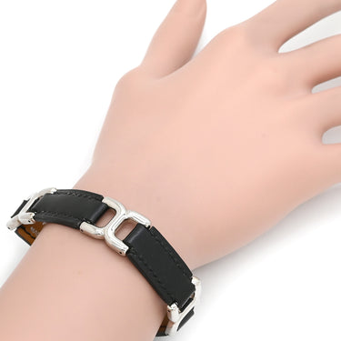 エルメス HERMES プラス ボーヴォ ブラック×シルバー レザー メタル ブレスレット レザーブレスレット Place Beauvau