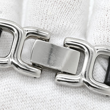 エルメス HERMES プラス ボーヴォ ブラック×シルバー レザー メタル ブレスレット レザーブレスレット Place Beauvau