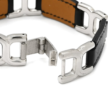 エルメス HERMES プラス ボーヴォ ブラック×シルバー レザー メタル ブレスレット レザーブレスレット Place Beauvau