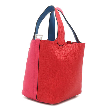 エルメス HERMES ピコタンロック PM カザック ローズエクストリーム×ルージュクー×ブルーザンジバル トリヨンクレマンス ハンドバッグ シルバー金具
