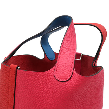 エルメス HERMES ピコタンロック PM カザック ローズエクストリーム×ルージュクー×ブルーザンジバル トリヨンクレマンス ハンドバッグ シルバー金具