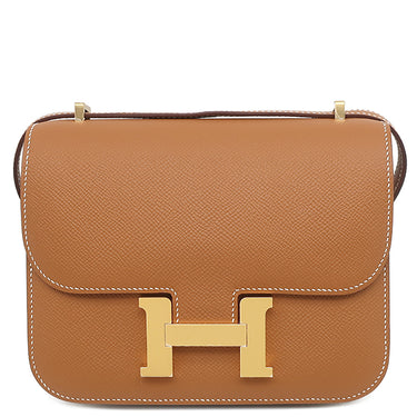 エルメス HERMES コンスタンス3 ミニ ゴールド ヴォーエプソン ショルダーバッグ ゴールド金具 茶