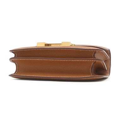 エルメス HERMES コンスタンス3 ミニ ゴールド ヴォーエプソン ショルダーバッグ ゴールド金具 茶