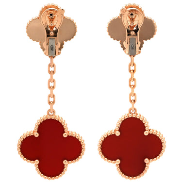 ヴァンクリーフアーペル Van Cleef & Arpels マジックアルハンブラ 2モチーフ VCARP7RQ00 レッド×ローズゴールド K18PG カーネリアン ピアス ピンクゴールド 18K 750 PG カーネリアン