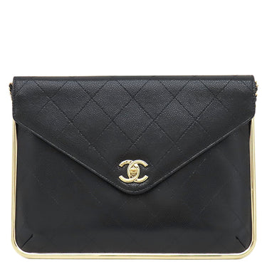 シャネル CHANEL マトラッセ チェーン クラッチ ブラック レザー クラッチバッグ ゴールド金具 ココマーク ショルダー