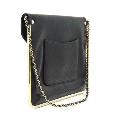 シャネル CHANEL マトラッセ チェーン クラッチ ブラック レザー クラッチバッグ ゴールド金具 ココマーク ショルダー