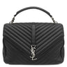 イヴ・サンローラン Yves Saint Laurent クラシック モノグラム ブラック レザー 2WAYバッグ シルバー金具 YSL カサンドラ Vステッチ ハンドバッグ リカラーあり