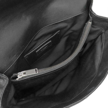 イヴ・サンローラン Yves Saint Laurent クラシック モノグラム ブラック レザー 2WAYバッグ シルバー金具 YSL カサンドラ Vステッチ ハンドバッグ リカラーあり