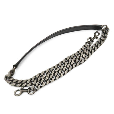 イヴ・サンローラン Yves Saint Laurent クラシック モノグラム ブラック レザー 2WAYバッグ シルバー金具 YSL カサンドラ Vステッチ ハンドバッグ リカラーあり