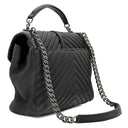 イヴ・サンローラン Yves Saint Laurent クラシック モノグラム ブラック レザー 2WAYバッグ シルバー金具 YSL カサンドラ Vステッチ ハンドバッグ リカラーあり