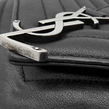 イヴ・サンローラン Yves Saint Laurent クラシック モノグラム ブラック レザー 2WAYバッグ シルバー金具 YSL カサンドラ Vステッチ ハンドバッグ リカラーあり