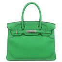 エルメス HERMES バーキン30 ギリーズ バンブー ヴォースイフト トゴ ハンドバッグ シルバー金具 緑 フリンジ タッセル