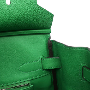 エルメス HERMES バーキン30 ギリーズ バンブー ヴォースイフト トゴ ハンドバッグ シルバー金具 緑 フリンジ タッセル