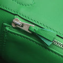 エルメス HERMES バーキン30 ギリーズ バンブー ヴォースイフト トゴ ハンドバッグ シルバー金具 緑 フリンジ タッセル