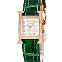 腕時計 エルメス HERMES Hウォッチ PM HH1.273c クオーツ レディース K18PG無垢 純正ダイヤ ホワイト スクエア H型 モザイク