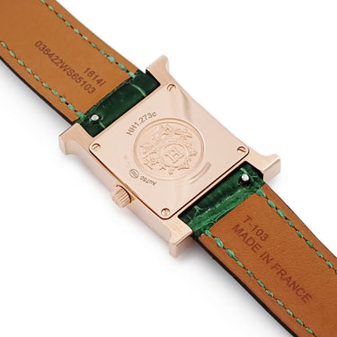 腕時計 エルメス HERMES Hウォッチ PM HH1.273c クオーツ レディース K18PG無垢 純正ダイヤ ホワイト スクエア H型 モザイク
