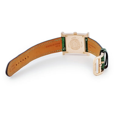 腕時計 エルメス HERMES Hウォッチ PM HH1.273c クオーツ レディース K18PG無垢 純正ダイヤ ホワイト スクエア H型 モザイク