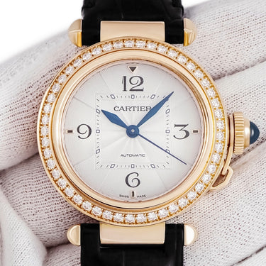 腕時計 カルティエ Cartier パシャ ドゥ カルティエ WJPA0020 自動巻き レディース K18RG無垢 純正ダイヤ グリッド ギョーシェ