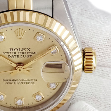 腕時計 ロレックス ROLEX デイトジャスト 26 69173G W番 自動巻き レディース W番 K18YG×SS コンビ 純正ダイヤ ヴィンテージ