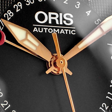腕時計 オリス ORIS ビッグクラウン ポインターデイト 01 754 7679 4364-07 8 20 32 自動巻き メンズ OH済 黒 ローズゴールドPVD