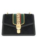 グッチ GUCCI シルヴィ スモール 524405 ブラック ベルベット パテントレザー ショルダーバッグ ゴールド金具 シェリーライン