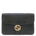 グッチ GUCCI インターロッキングG 510303 ブラック レザー ショルダーバッグ ゴールド金具 ダブルG チェーンバッグ