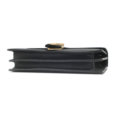 グッチ GUCCI インターロッキングG 510303 ブラック レザー ショルダーバッグ ゴールド金具 ダブルG チェーンバッグ