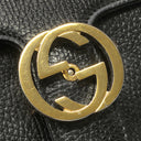 グッチ GUCCI インターロッキングG 510303 ブラック レザー ショルダーバッグ ゴールド金具 ダブルG チェーンバッグ