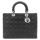 クリスチャン・ディオール Christian Dior レディディオール クラシック CAL44561 ブラック×レッド レザー ハンドバッグ シルバー金具 カナ―ジュ 付属品欠品 リカラー有