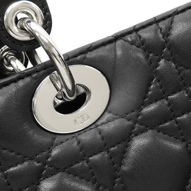 クリスチャン・ディオール Christian Dior レディディオール クラシック CAL44561 ブラック×レッド レザー ハンドバッグ シルバー金具 カナ―ジュ 付属品欠品 リカラー有