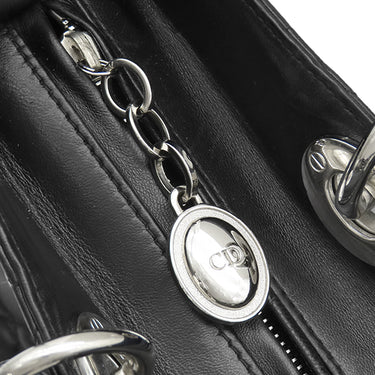 クリスチャン・ディオール Christian Dior レディディオール クラシック CAL44561 ブラック×レッド レザー ハンドバッグ シルバー金具 カナ―ジュ 付属品欠品 リカラー有