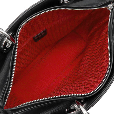 クリスチャン・ディオール Christian Dior レディディオール クラシック CAL44561 ブラック×レッド レザー ハンドバッグ シルバー金具 カナ―ジュ 付属品欠品 リカラー有
