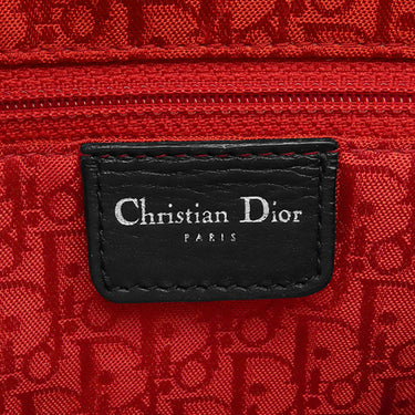 クリスチャン・ディオール Christian Dior レディディオール クラシック CAL44561 ブラック×レッド レザー ハンドバッグ シルバー金具 カナ―ジュ 付属品欠品 リカラー有