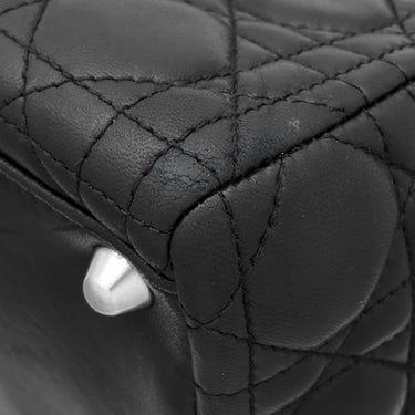 クリスチャン・ディオール Christian Dior レディディオール クラシック CAL44561 ブラック×レッド レザー ハンドバッグ シルバー金具 カナ―ジュ 付属品欠品 リカラー有