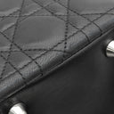 クリスチャン・ディオール Christian Dior レディディオール クラシック CAL44561 ブラック×レッド レザー ハンドバッグ シルバー金具 カナ―ジュ 付属品欠品 リカラー有