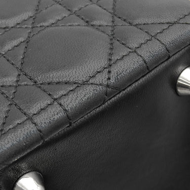 クリスチャン・ディオール Christian Dior レディディオール クラシック CAL44561 ブラック×レッド レザー ハンドバッグ シルバー金具 カナ―ジュ 付属品欠品 リカラー有