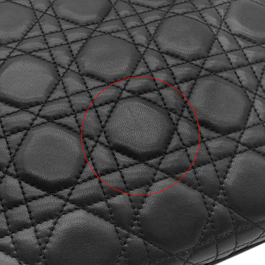 クリスチャン・ディオール Christian Dior レディディオール クラシック CAL44561 ブラック×レッド レザー ハンドバッグ シルバー金具 カナ―ジュ 付属品欠品 リカラー有