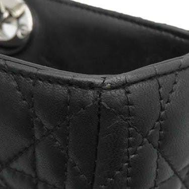 クリスチャン・ディオール Christian Dior レディディオール クラシック CAL44561 ブラック×レッド レザー ハンドバッグ シルバー金具 カナ―ジュ 付属品欠品 リカラー有