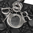 クリスチャン・ディオール Christian Dior レディディオール クラシック CAL44561 ブラック×レッド レザー ハンドバッグ シルバー金具 カナ―ジュ 付属品欠品 リカラー有