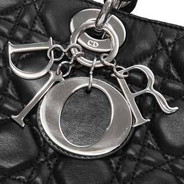 クリスチャン・ディオール Christian Dior レディディオール クラシック CAL44561 ブラック×レッド レザー ハンドバッグ シルバー金具 カナ―ジュ 付属品欠品 リカラー有
