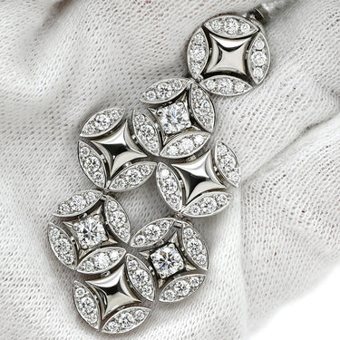 ルイヴィトン LOUIS VUITTON ギャラクシー ダイヤモンド Q06156 ホワイトゴールド K18WG ダイヤモンド ピアス モノグラムフラワー 18K 750 WG スウィング