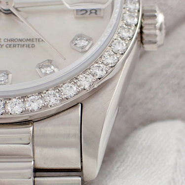 腕時計 ロレックス ROLEX デイトジャスト 68286NG W番 自動巻き メンズ レディース W番 Pt950無垢 プラチナ 純正ダイヤ シェル
